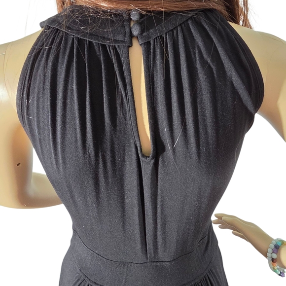 Dressbarn Black Crochet Floral Lace Halter Neck Drawstring Waist Maxi Dress 6 - Picture 3 of 12